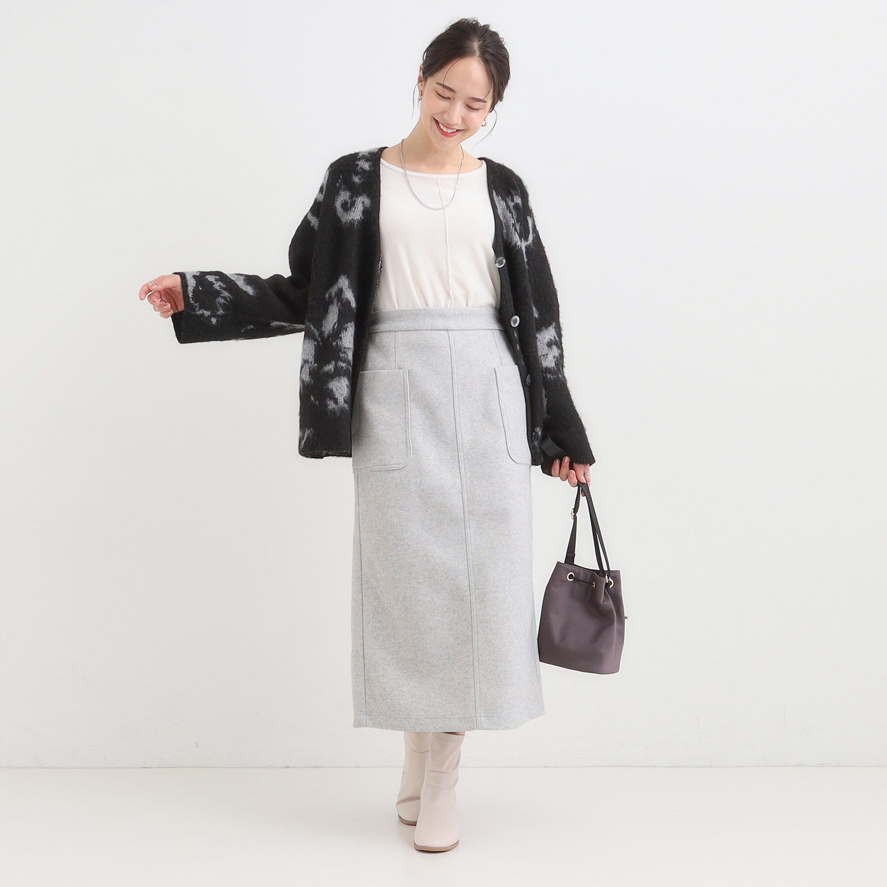 SHOO･LA･RUE「【S-LL】あったかすっきり 圧縮ニットナロースカート」|スカート|