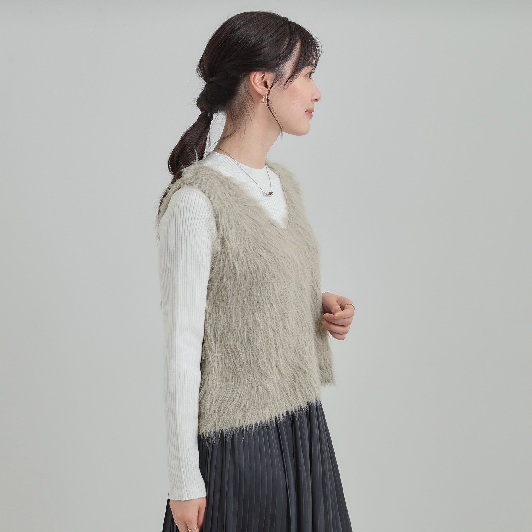 SHOO･LA･RUE「【S-LL/2点セット】着るだけでコーデが決まる フェザーニットベスト&times;リブニット」|その他|