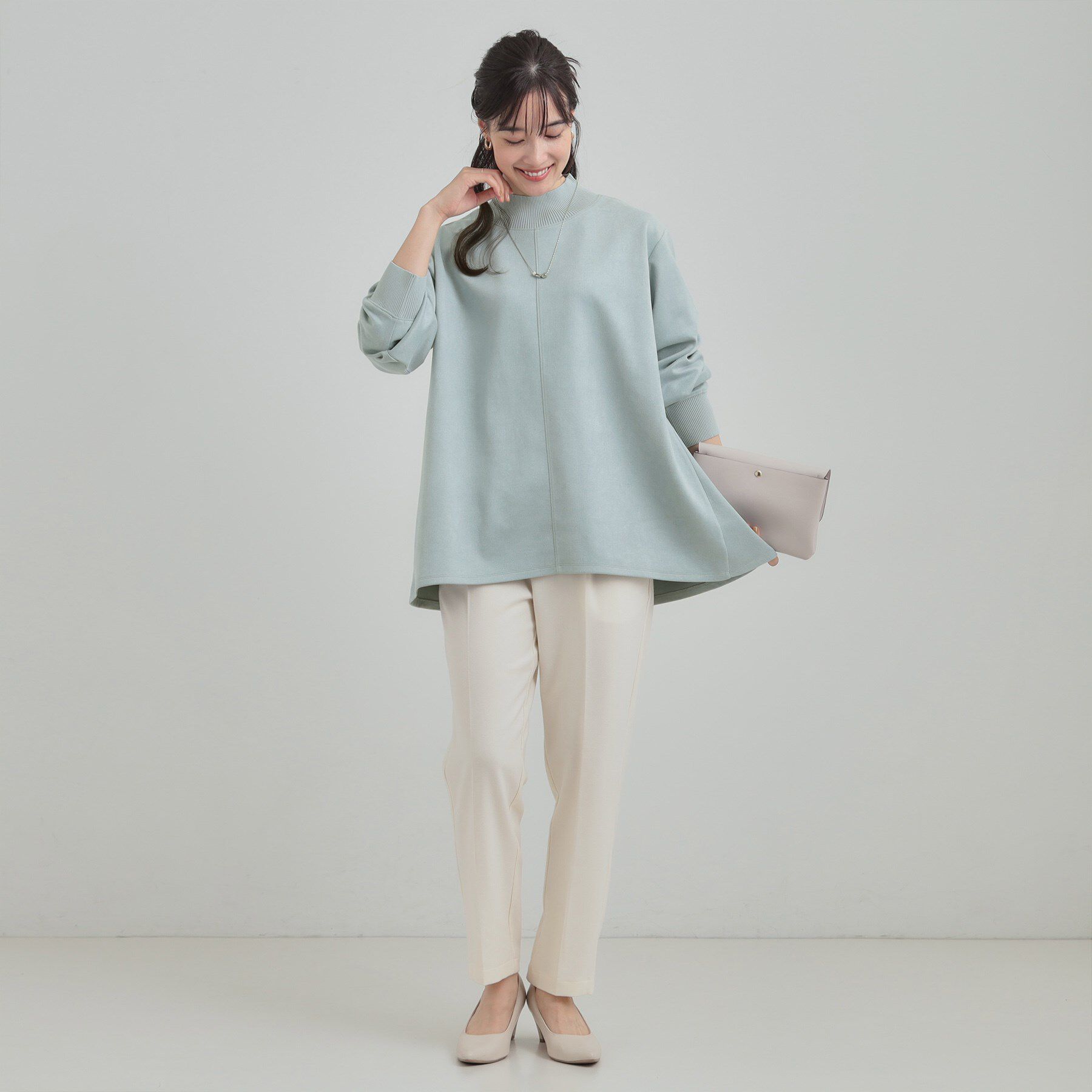 SHOO･LA･RUE「【S-LL】滑らかタッチが癖になる Aラインスエード調トップス」|Tシャツ・カットソー|