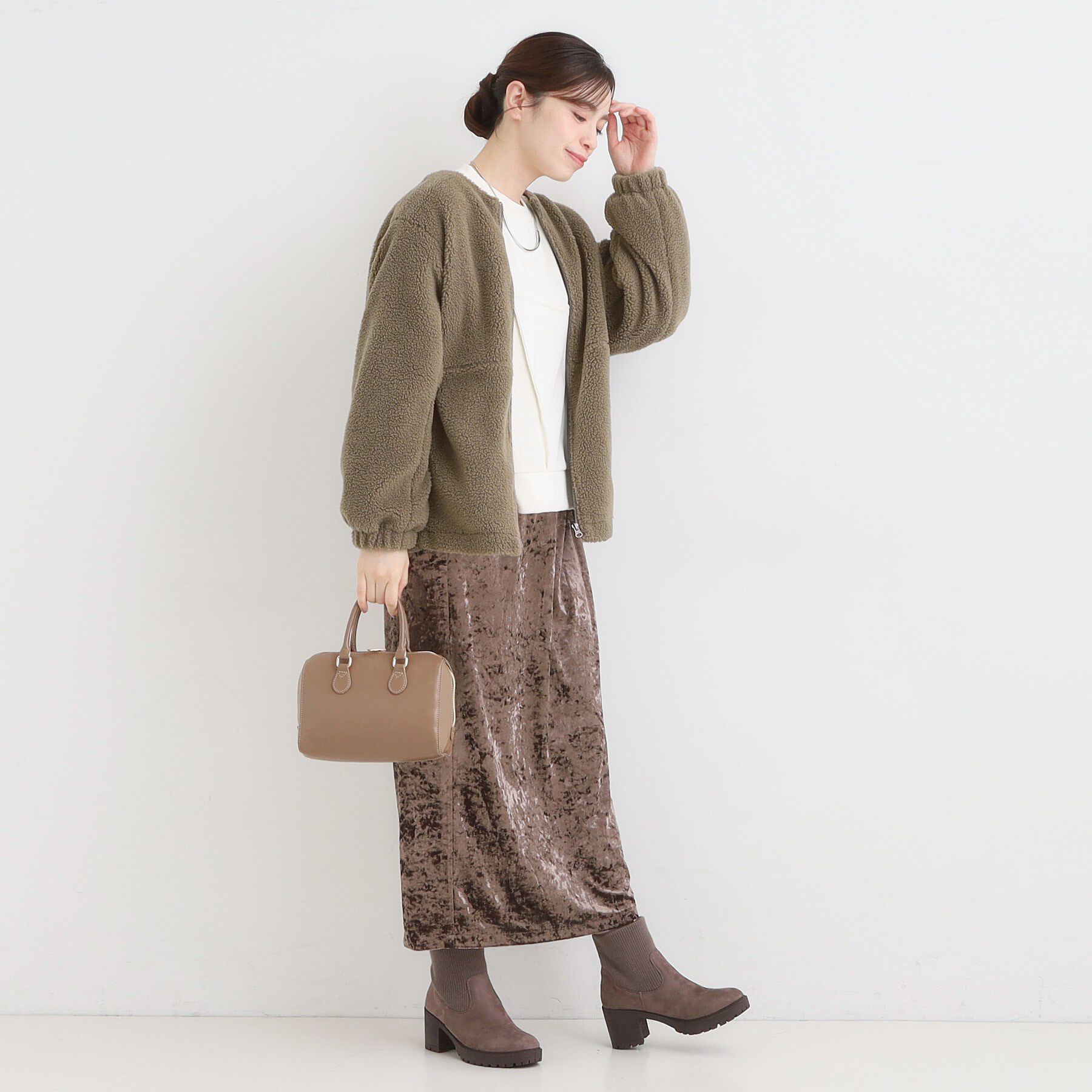 SHOO･LA･RUE「【洗濯機可】即サマになる ノーカラー ボアブルゾン」|ブルゾン・スタジャン|