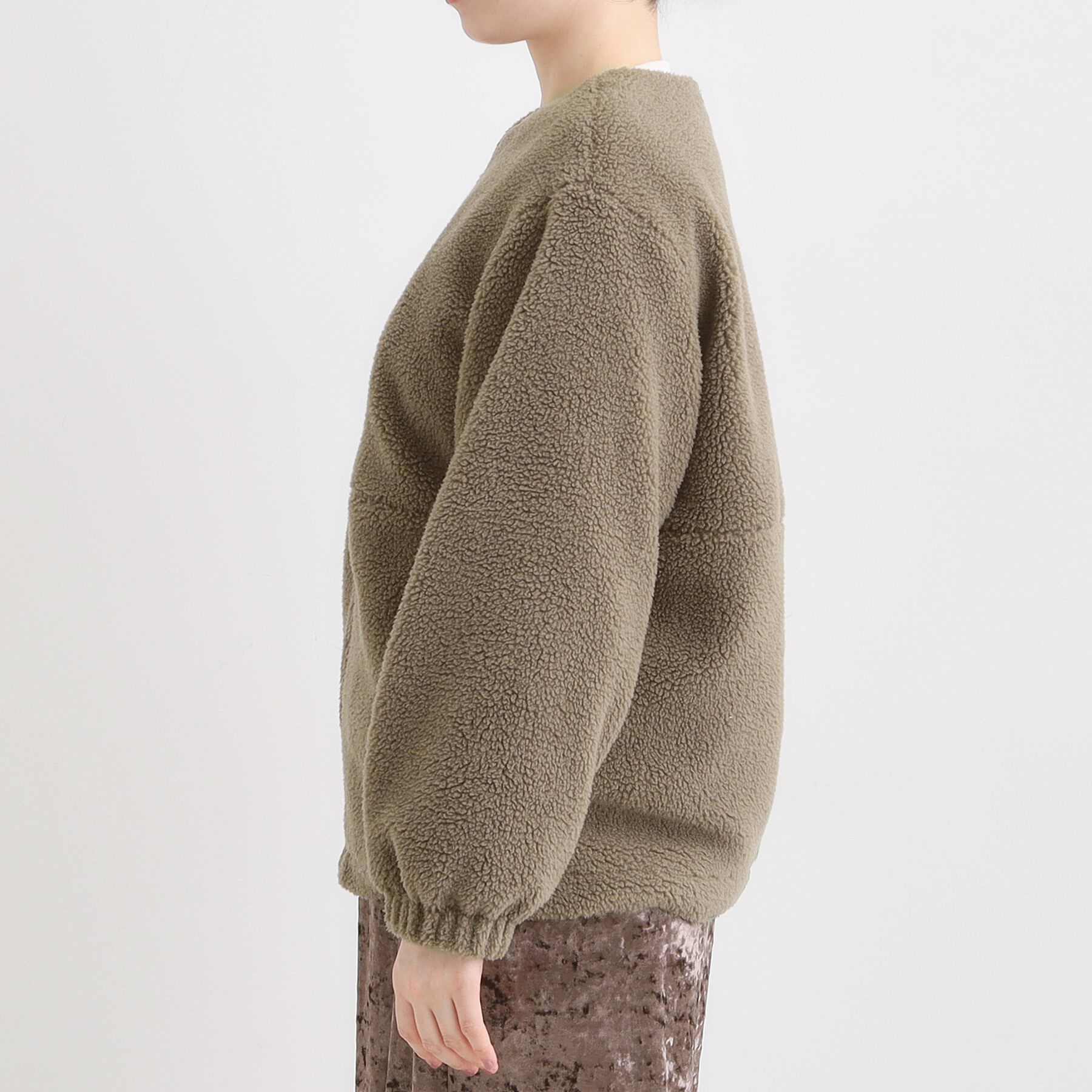 SHOO･LA･RUE「【洗濯機可】即サマになる ノーカラー ボアブルゾン」|ブルゾン・スタジャン|