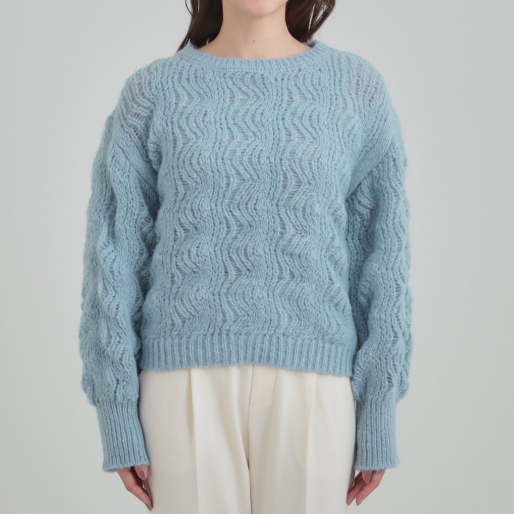 SHOO･LA･RUE「【S-LL】ふんわり大人の 透かし編みニットトップス」|ニット・セーター|