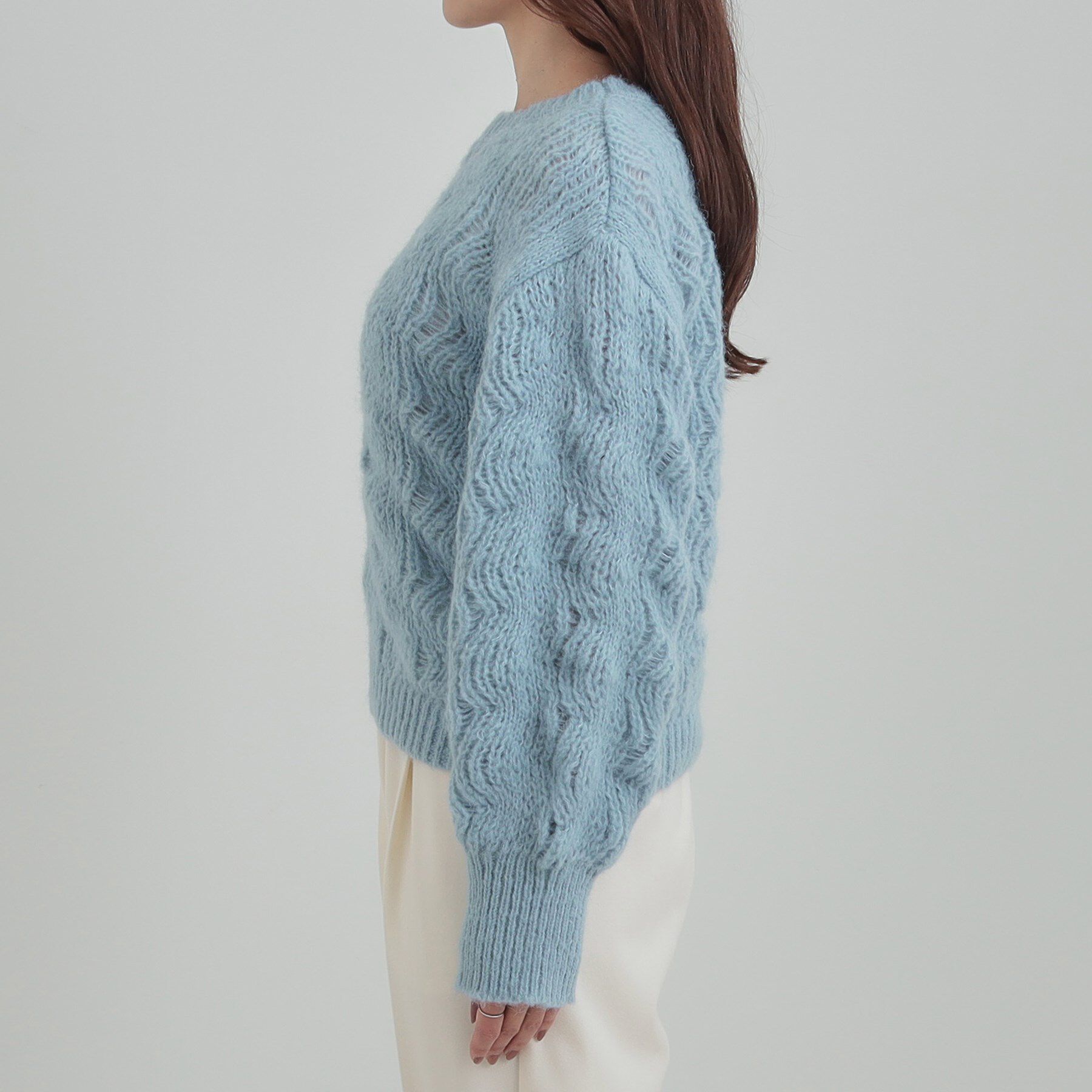 SHOO･LA･RUE「【S-LL】ふんわり大人の 透かし編みニットトップス」|ニット・セーター|