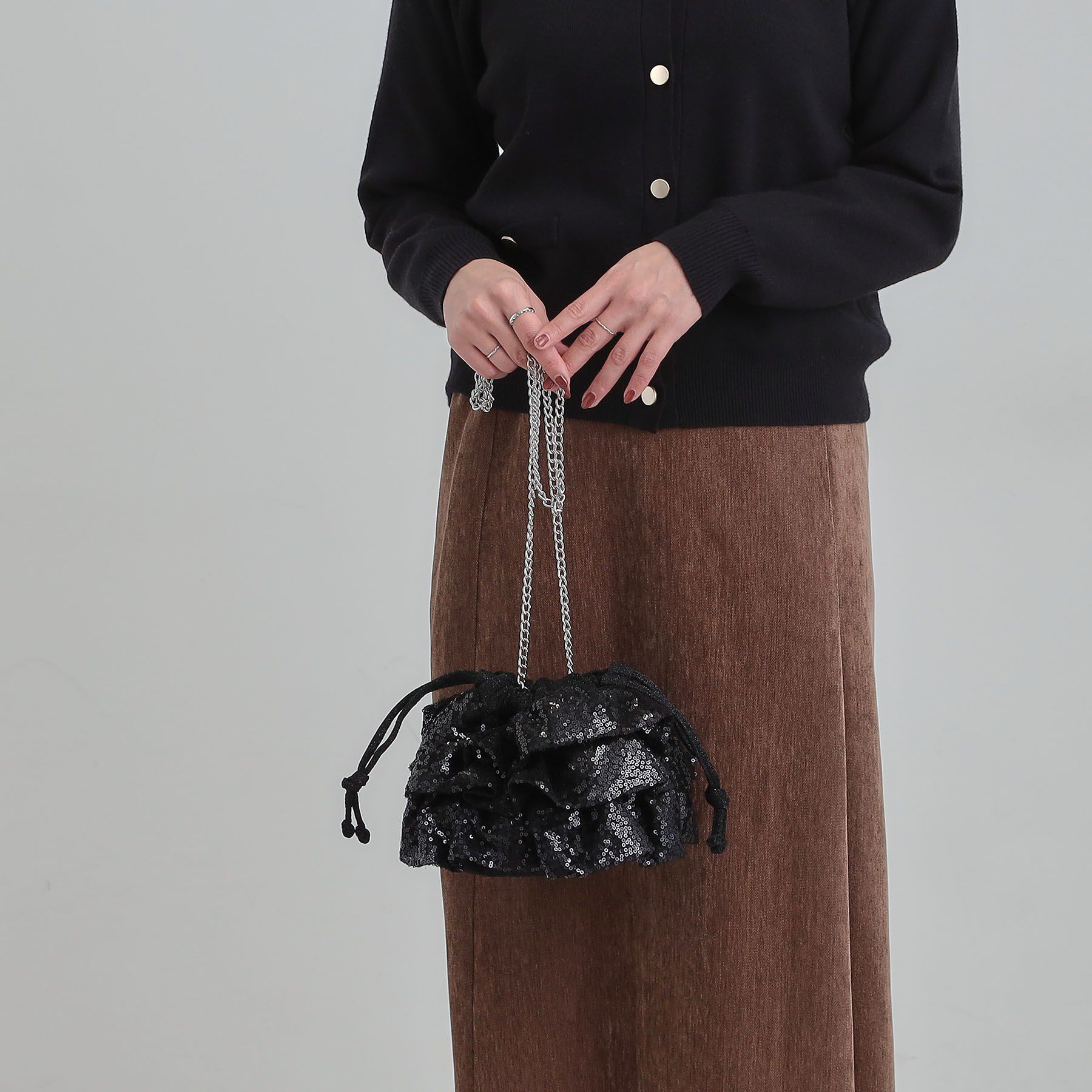 SHOO･LA･RUE「スパンコールフリル巾着ショルダーバッグ」|ショルダー・メッセンジャー|