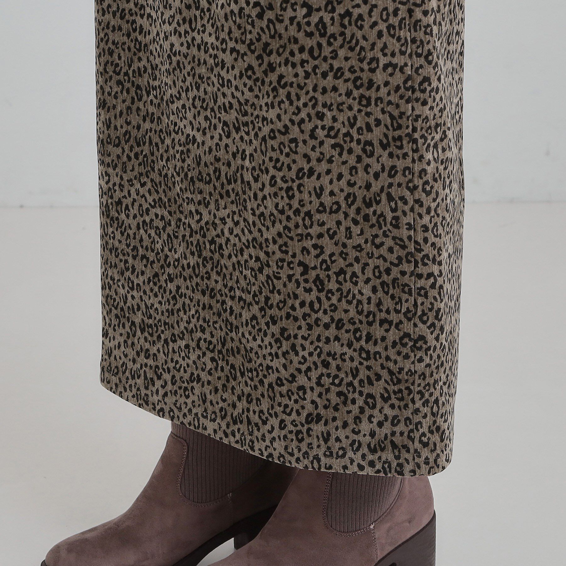 SHOO･LA･RUE「【あったか】両面起毛 ベロアレオパード柄スカート」|スカート|