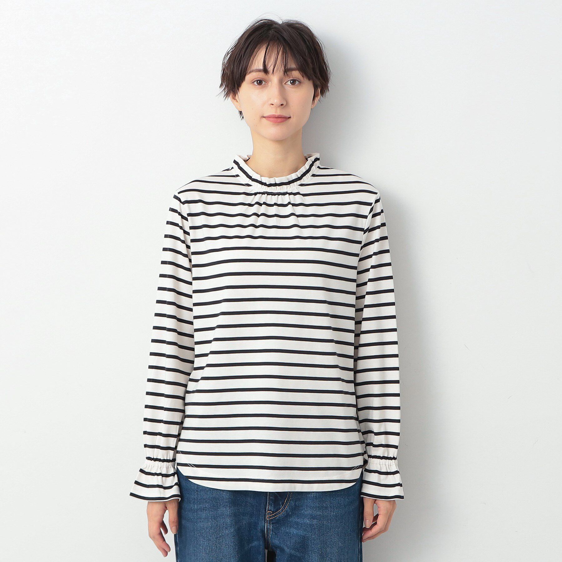 Dessin「【洗える】ネックフリルロングスリーブTシャツ（XS～L）」|Tシャツ・カットソー|
