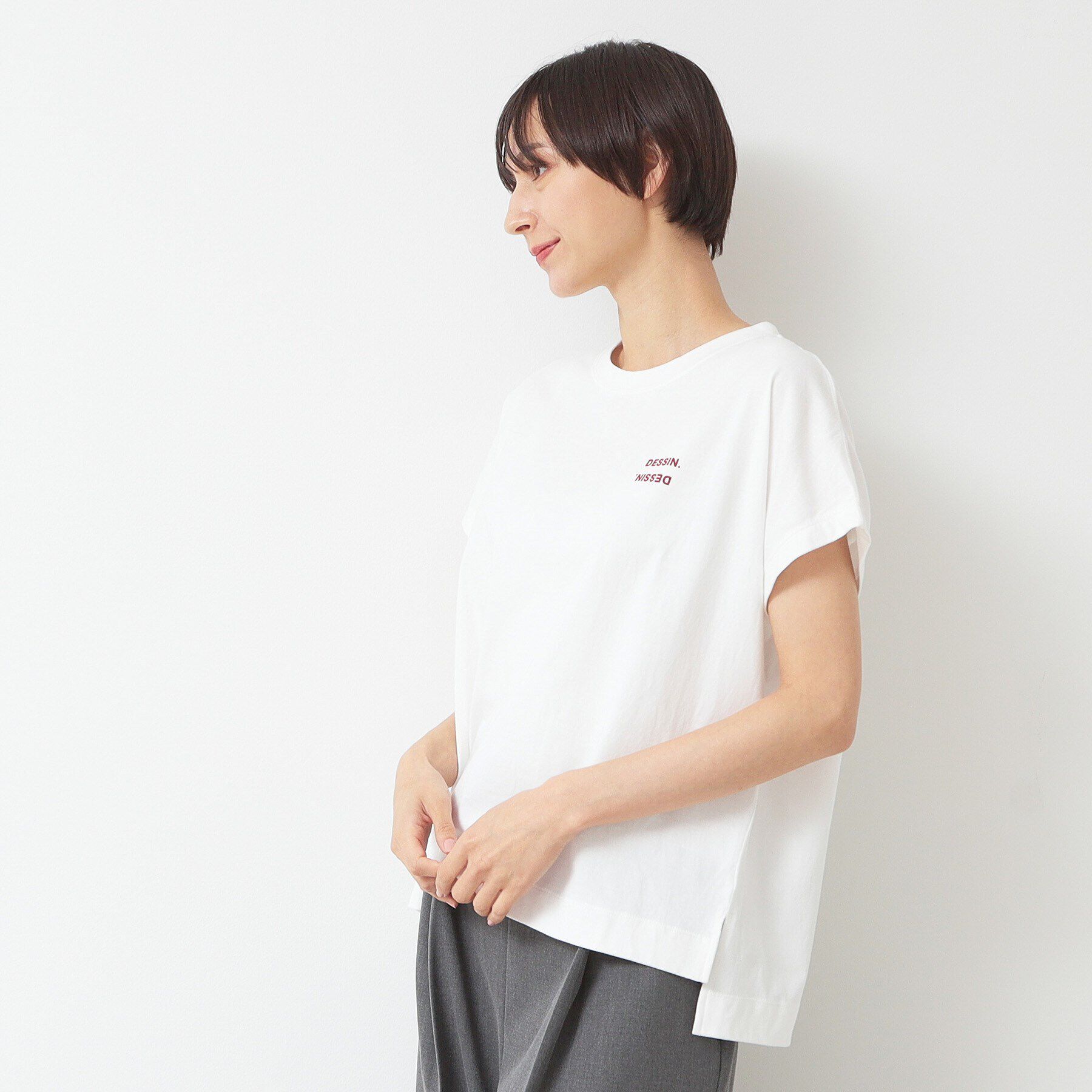 Dessin「フロッキープリントポイントロゴTシャツ（XS～L）」|Tシャツ・カットソー|