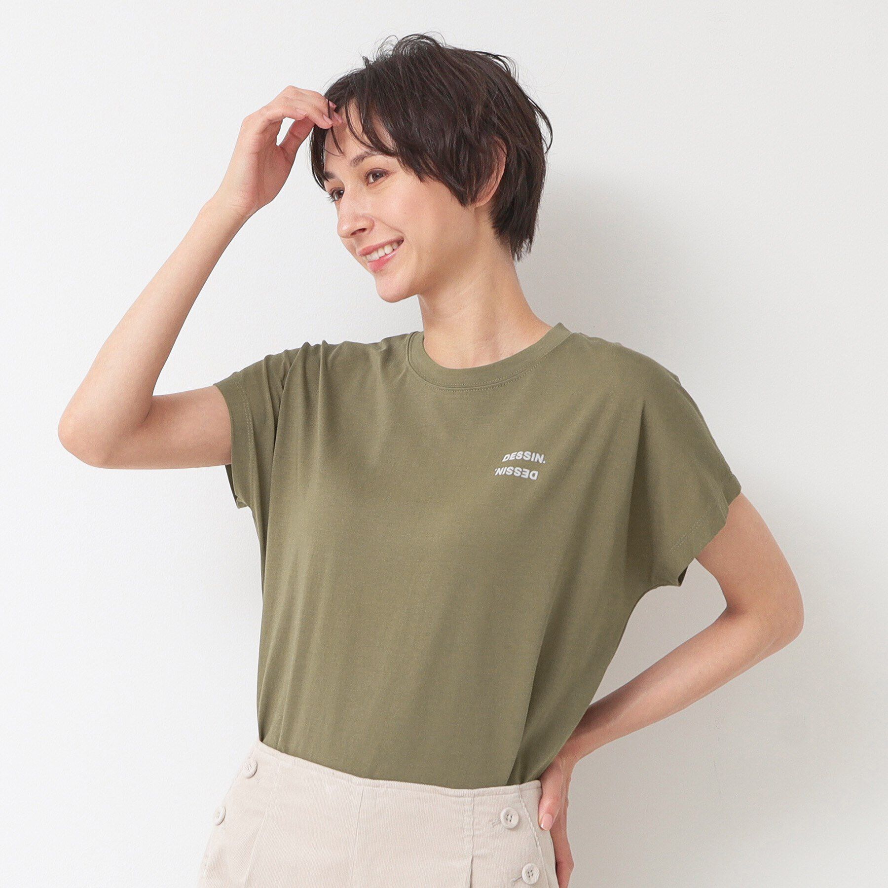 Dessin「フロッキープリントポイントロゴTシャツ（XS～L）」|Tシャツ・カットソー|