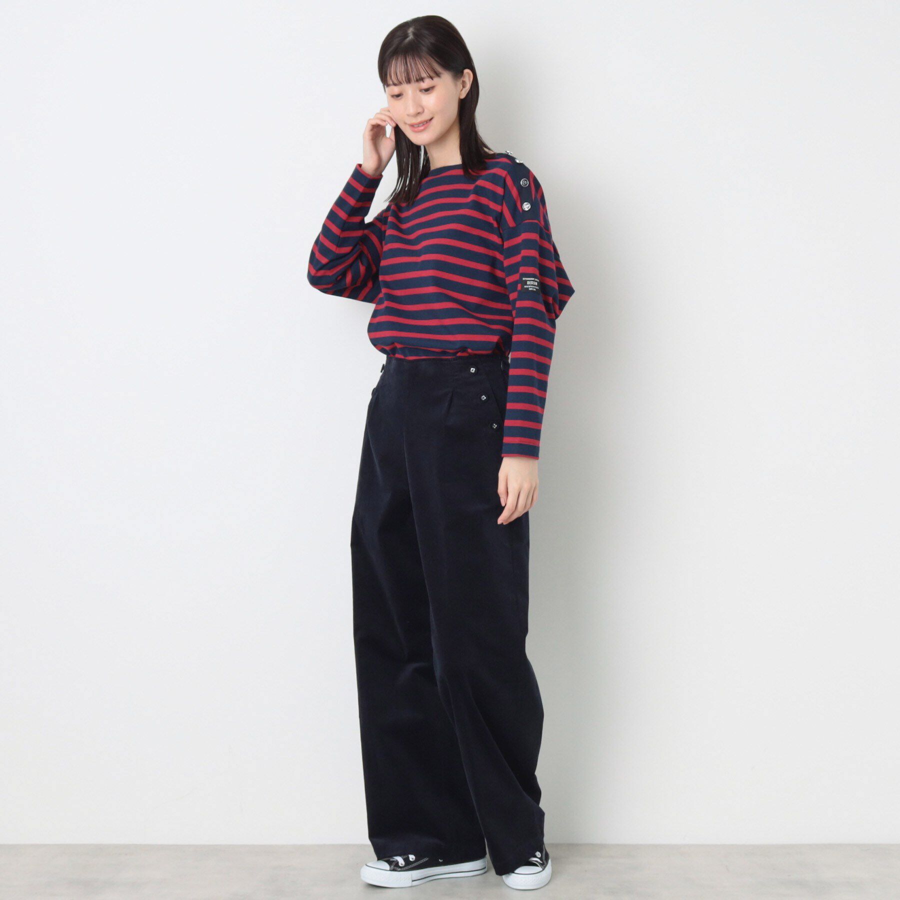 Dessin「肩ボタン付ボーダーカットソー」|Tシャツ・カットソー|