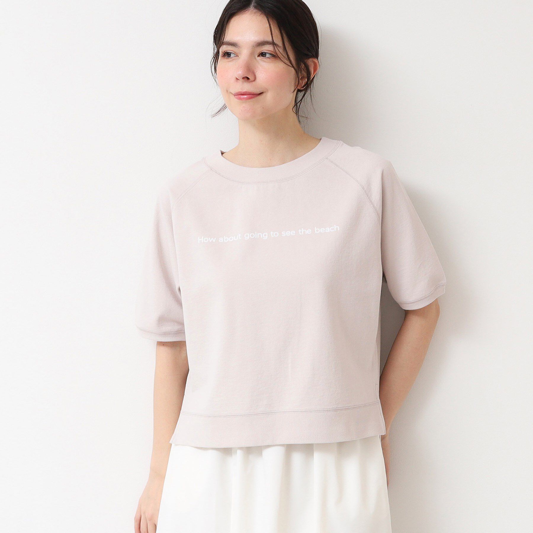 Dessin「【洗える】クロップド丈ロゴ半袖カットソー（S～L）」|Tシャツ・カットソー|グレージュ(050)