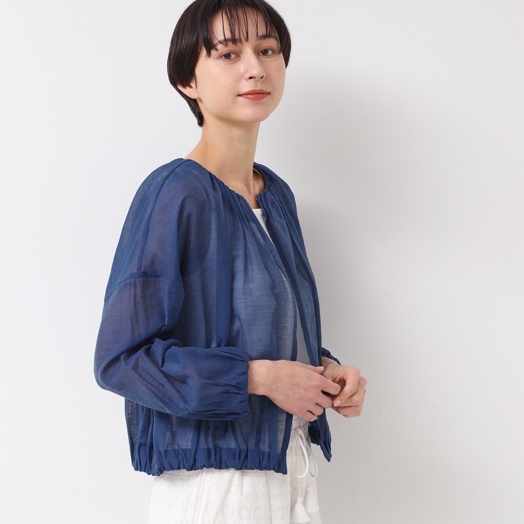 Dessin「【洗える】シアーデニムギャザージャケット」|デニムジャケット|