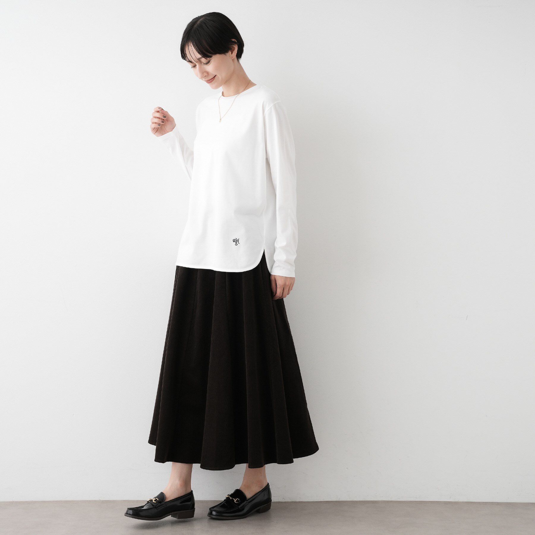 Dessin「【選べる首元デザイン/洗える】クルーネックロングTシャツ」|Tシャツ・カットソー|