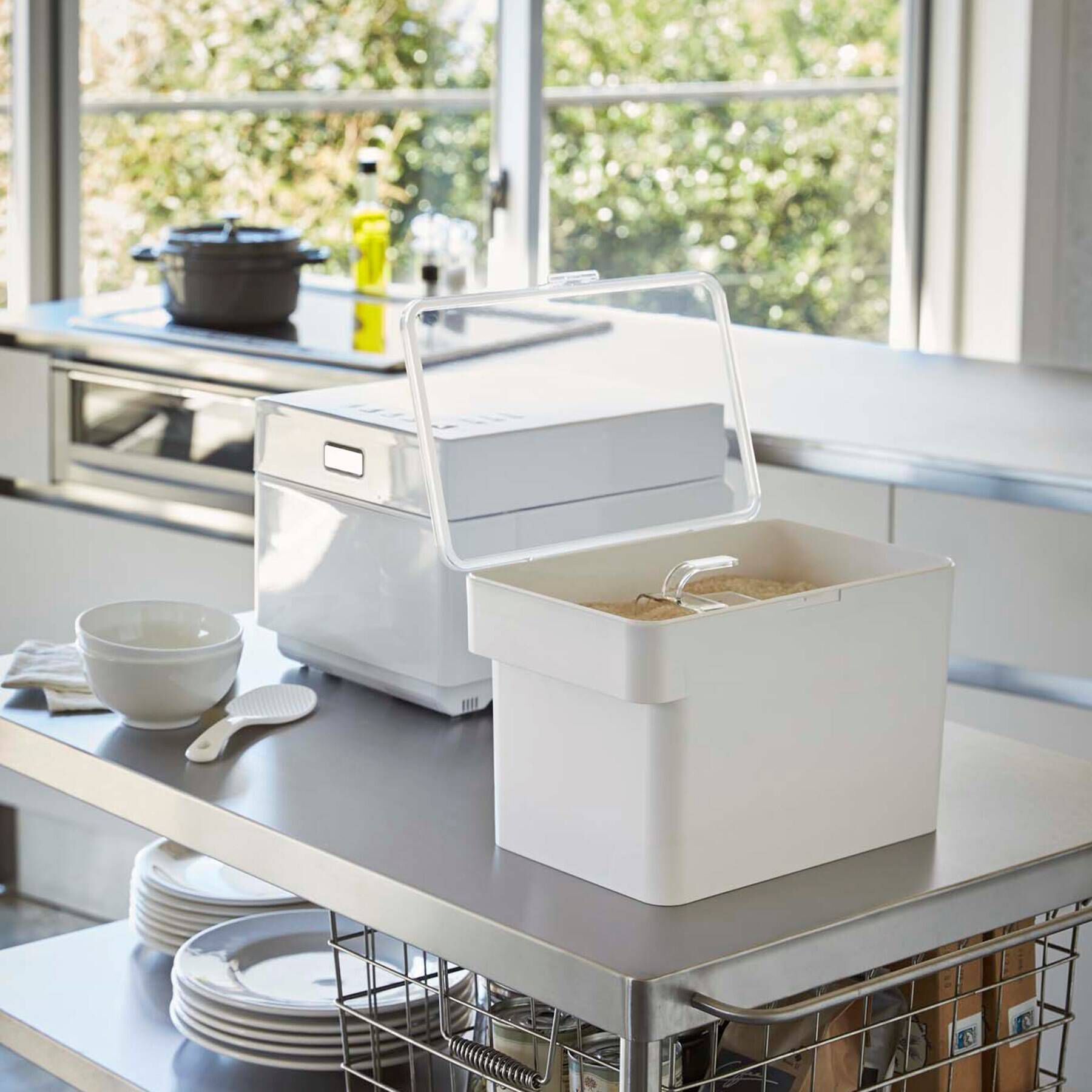 212 KITCHEN STORE「密閉シンク下米ビツ 5kg 計量カップ付 山崎実業 ＜tower タワー＞」|食器・キッチングッズ|