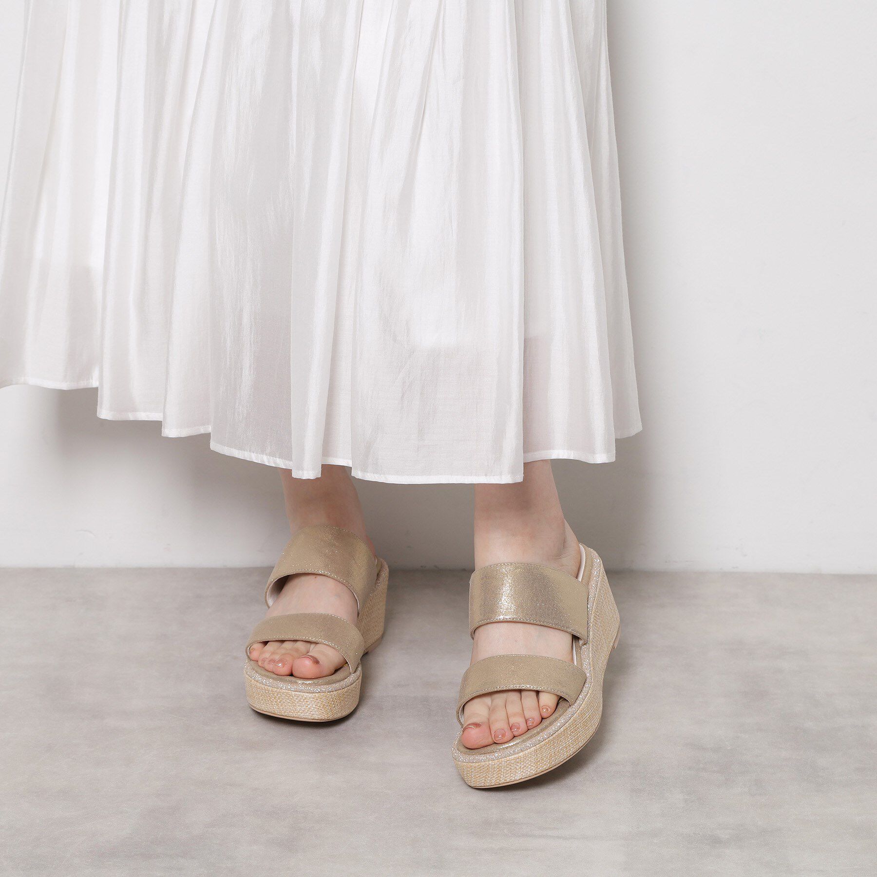 ESPERANZA「ラメラインウェッジミュール」|サンダル|