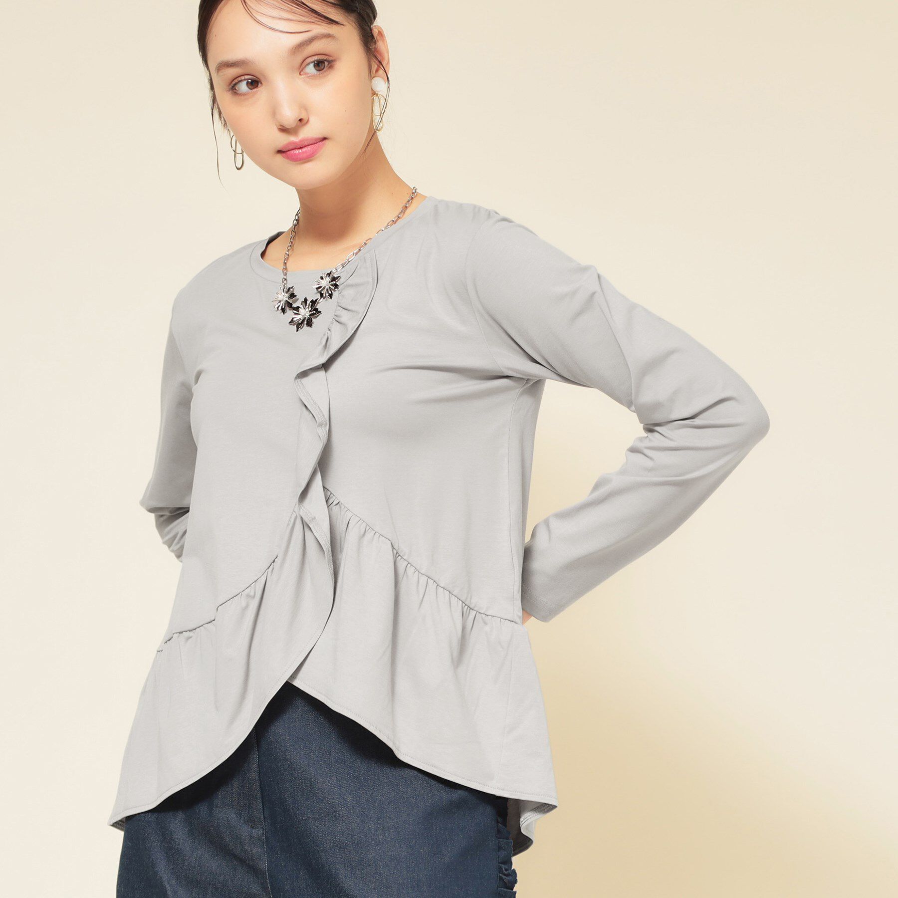 SunaUna「【フリルペプラム】チュニックカットソー」|Tシャツ・カットソー|