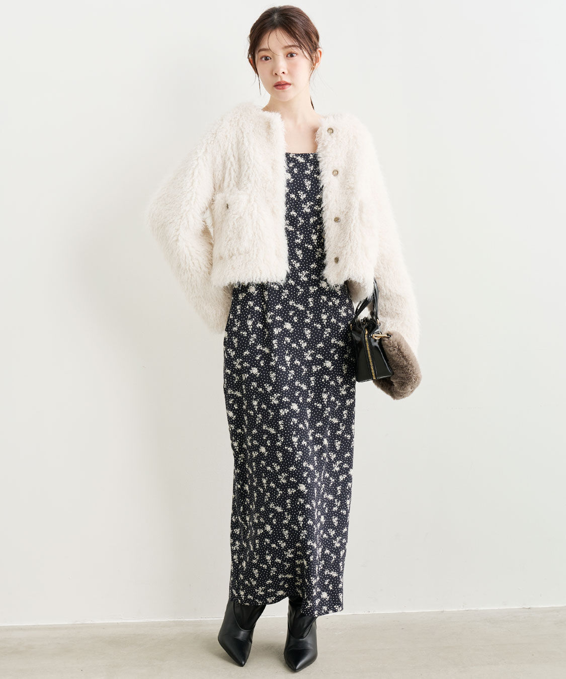 COCO DEAL「カーリーファージャケット」|ノーカラージャケット|