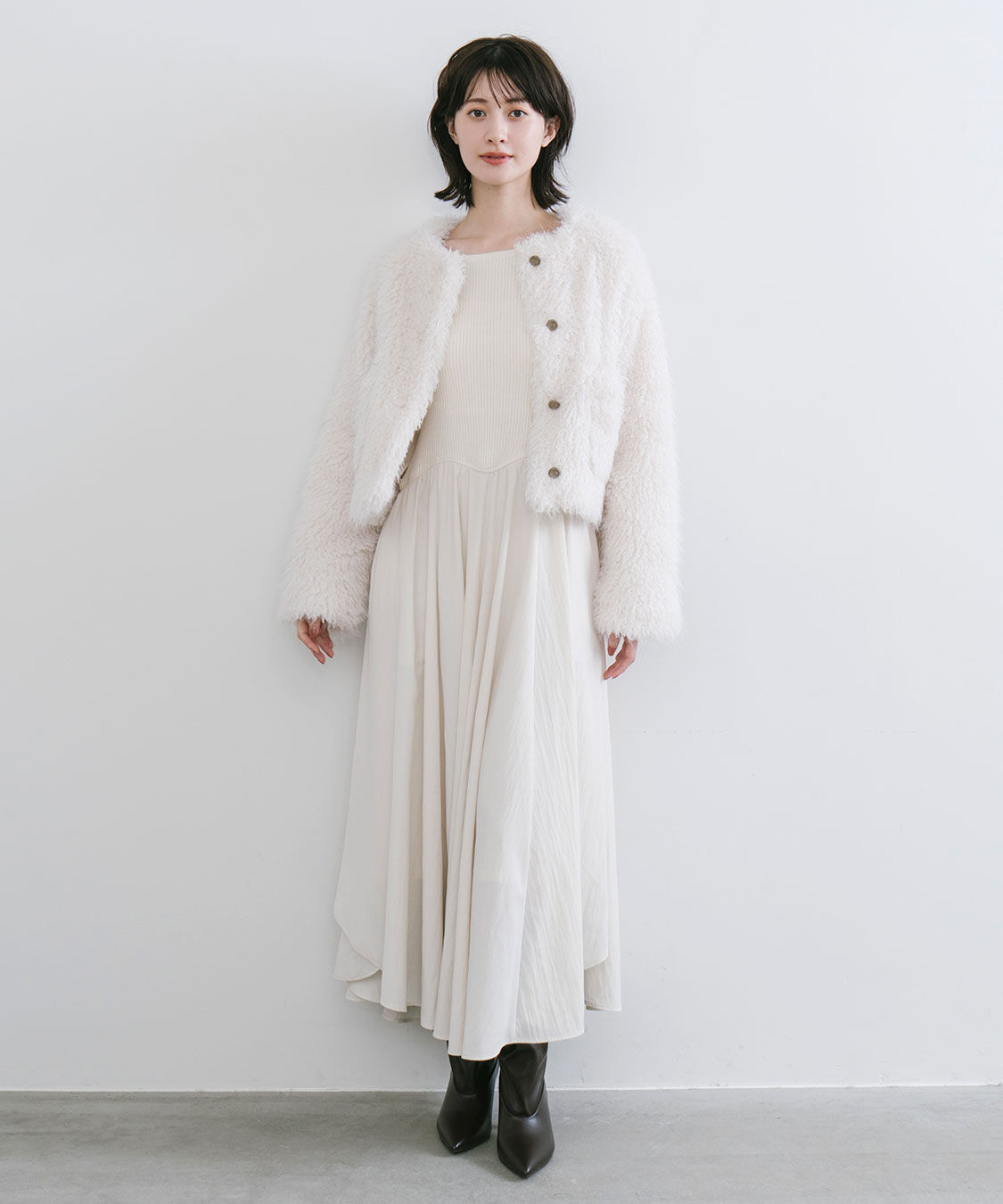 COCO DEAL「カーリーファージャケット」|ノーカラージャケット|