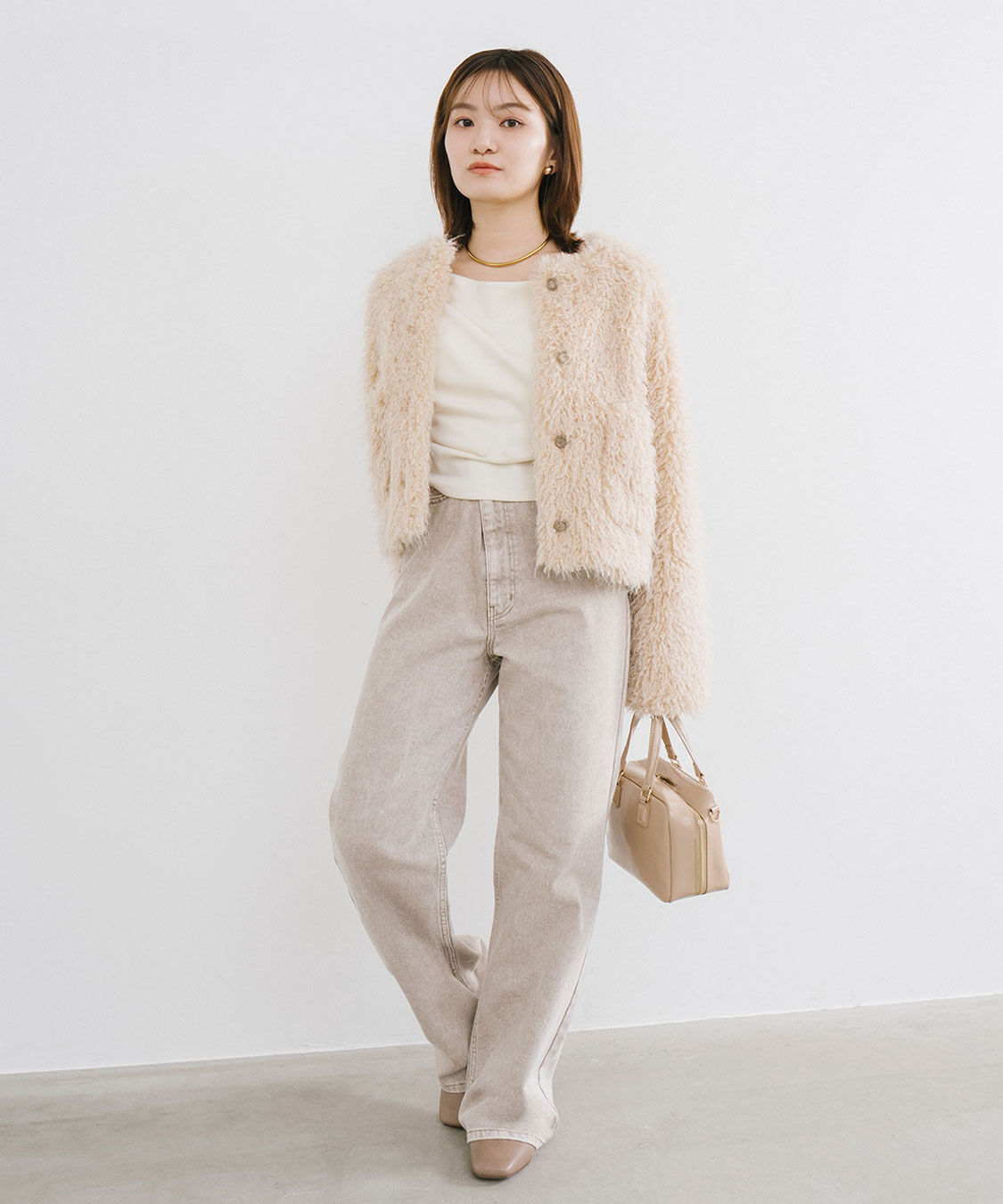 COCO DEAL「カーリーファージャケット」|ノーカラージャケット|