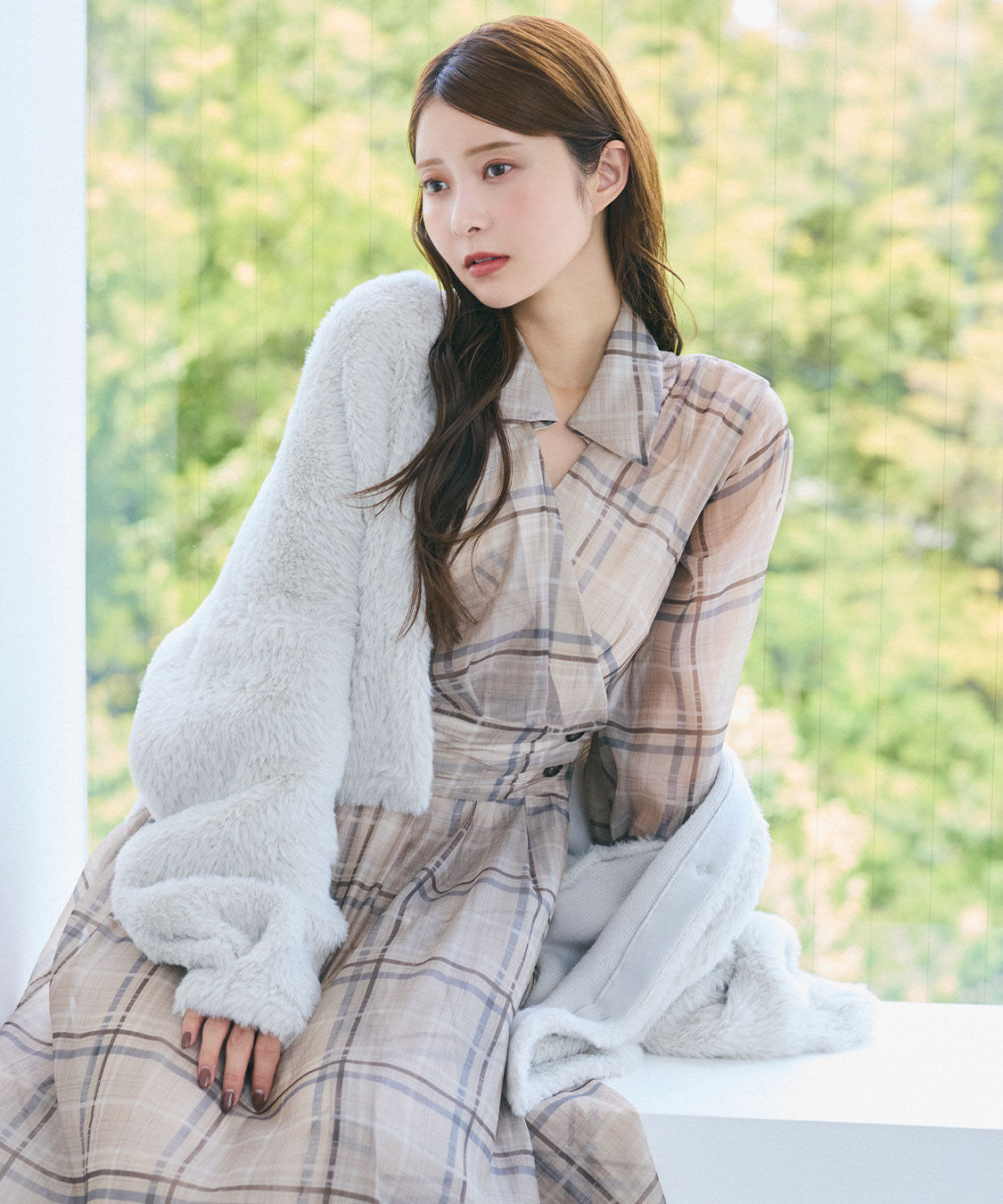 COCO DEAL「ダブルフェイスフェザーニットアウター」|その他|グレージュ