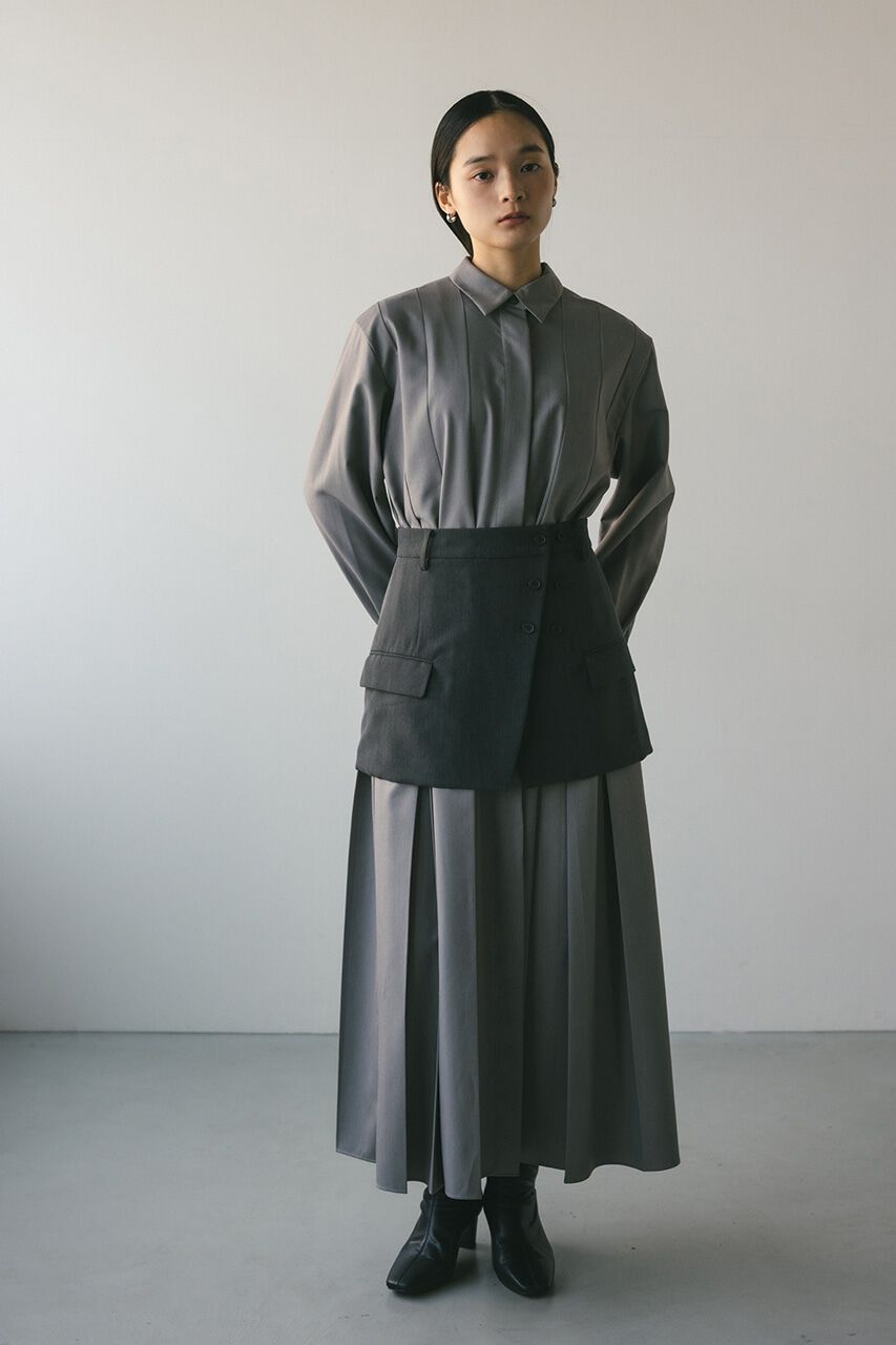 STYLEMIXER「ワイドプリーツシャツワンピース」|ワンピース|L/GRY1