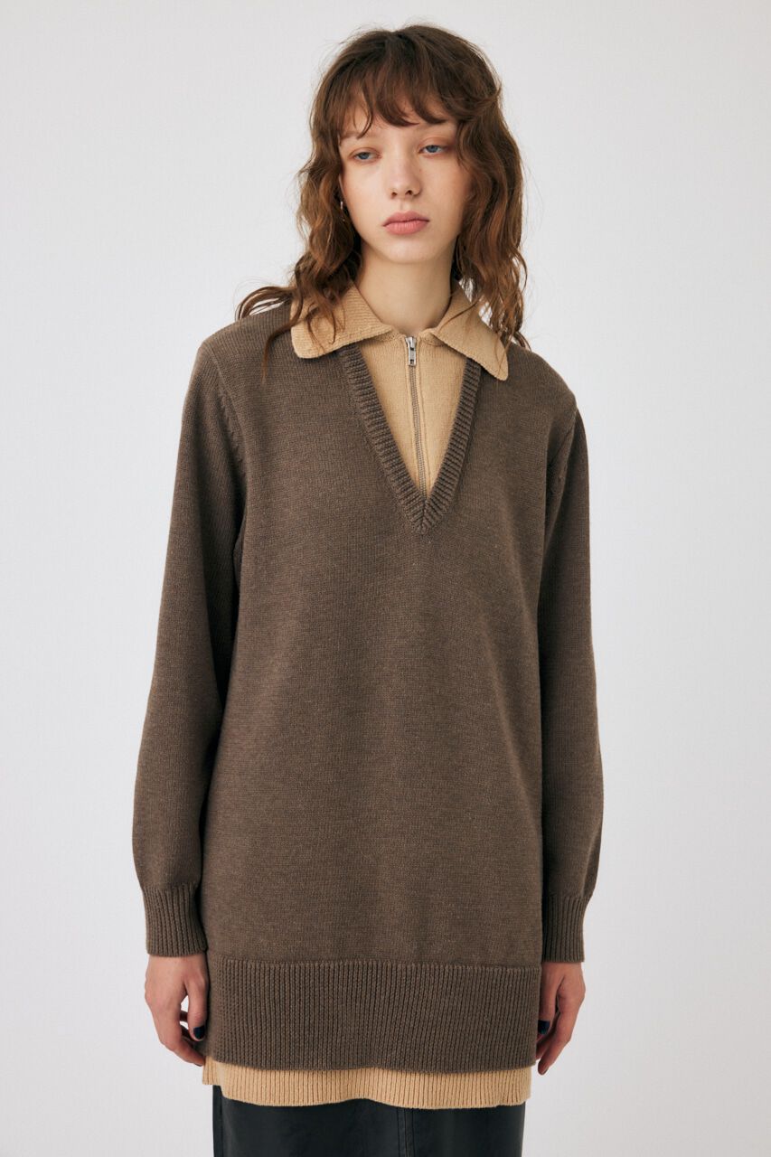 MOUSSY「LAYERED HALF ZIP ミニドレス」|ワンピース|