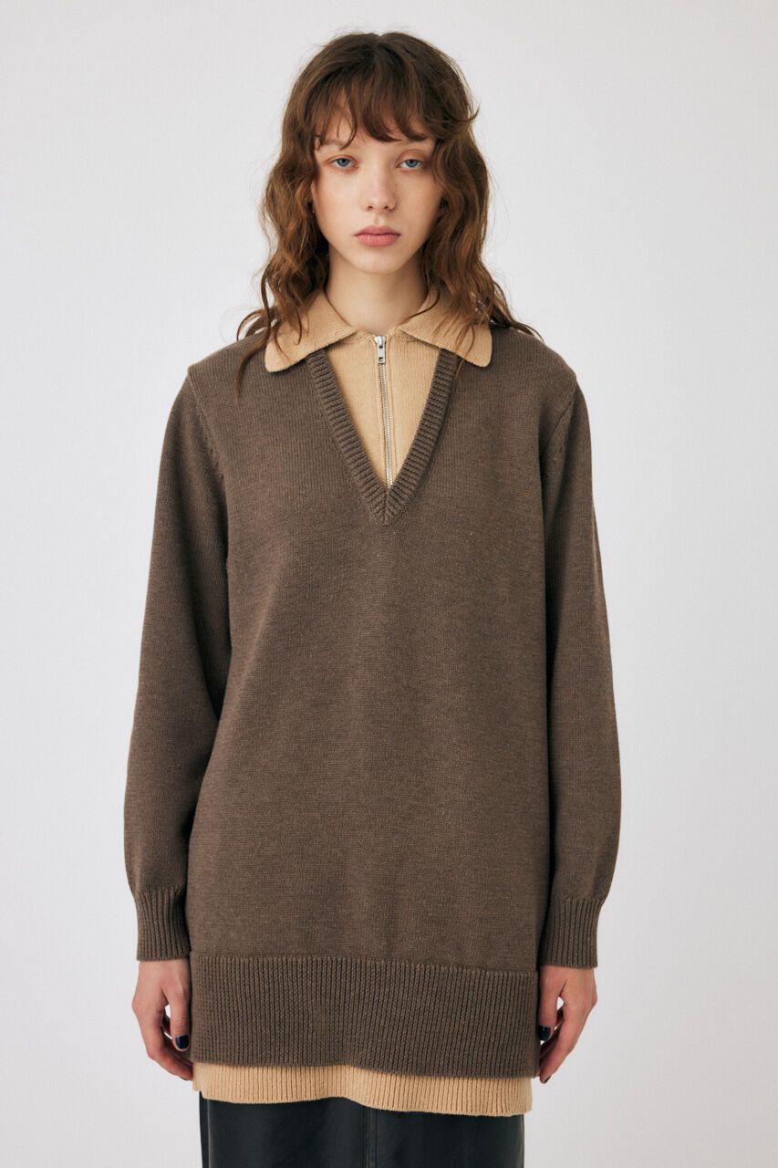 MOUSSY「LAYERED HALF ZIP ミニドレス」|ワンピース|