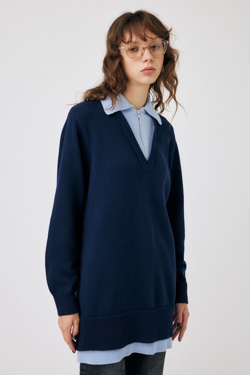 MOUSSY「LAYERED HALF ZIP ミニドレス」|ワンピース|