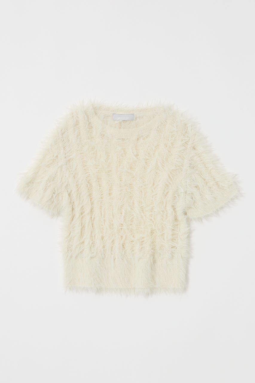 MOUSSY「SHEER SHAGGY ニット」|ニット・セーター|O/WHT1