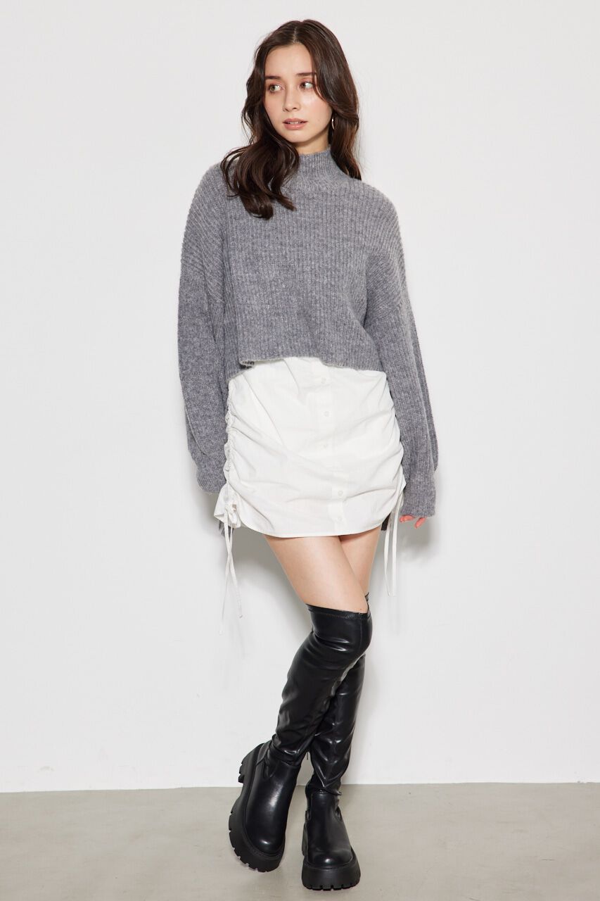 rienda「シャツコンビメニーWAY Knit OP」|ワンピース|GRY