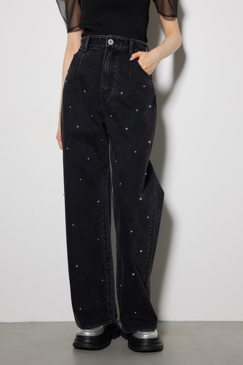 rienda「スタッズデザインワイドデニムパンツ」|その他|