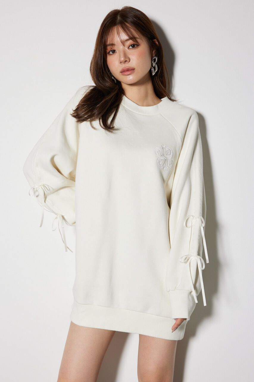 rienda「リボンスリーブ裏起毛ミニワンピース」|ワンピース|WHT