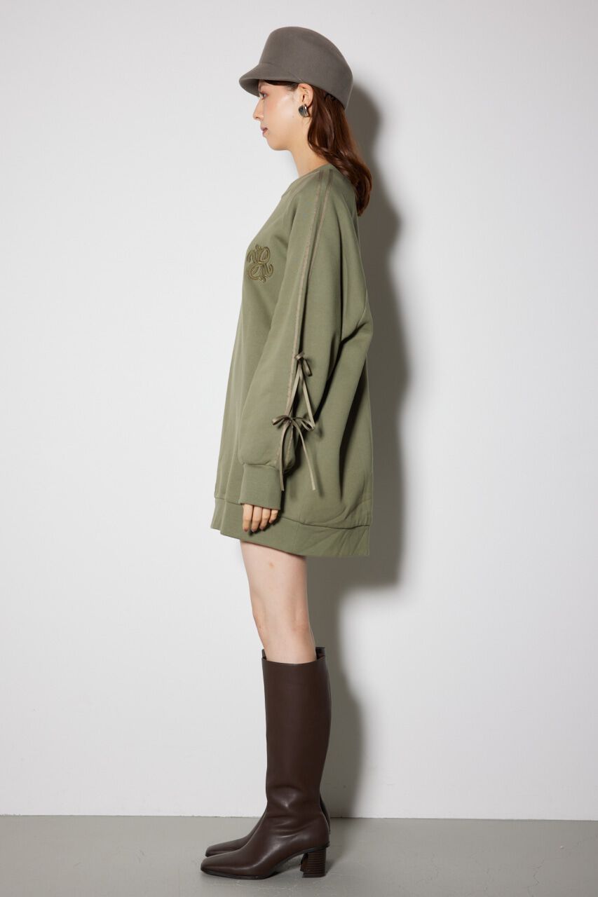 rienda「リボンスリーブ裏起毛ミニワンピース」|ワンピース|