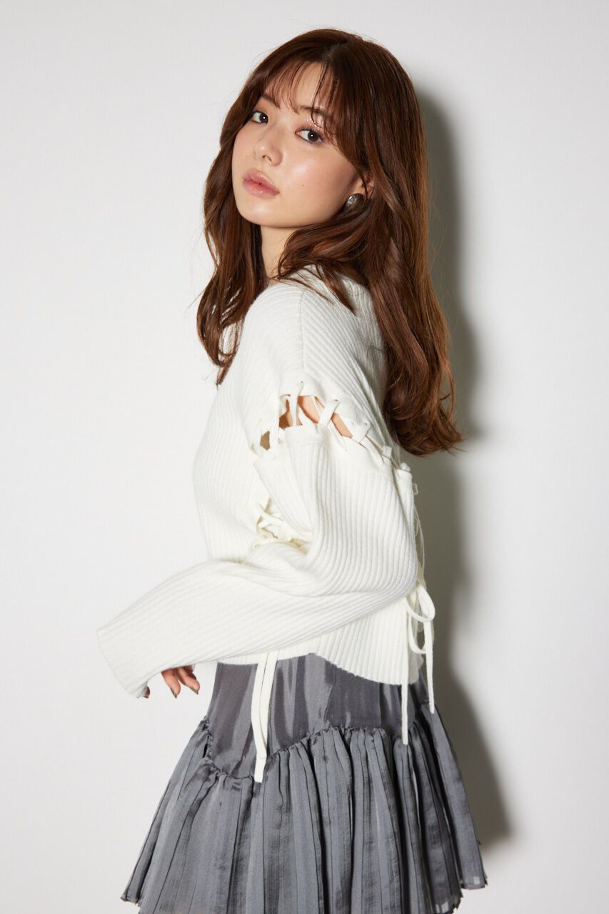 rienda「2WAYレースアップニットトップス」|ニット・セーター|WHT