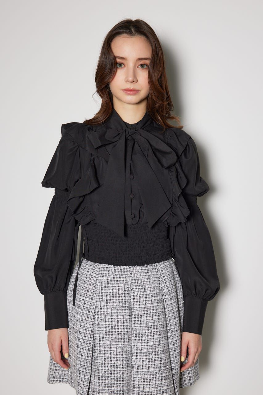 rienda「2WAYボウタイクロップドブラウス」|シャツ・ブラウス|