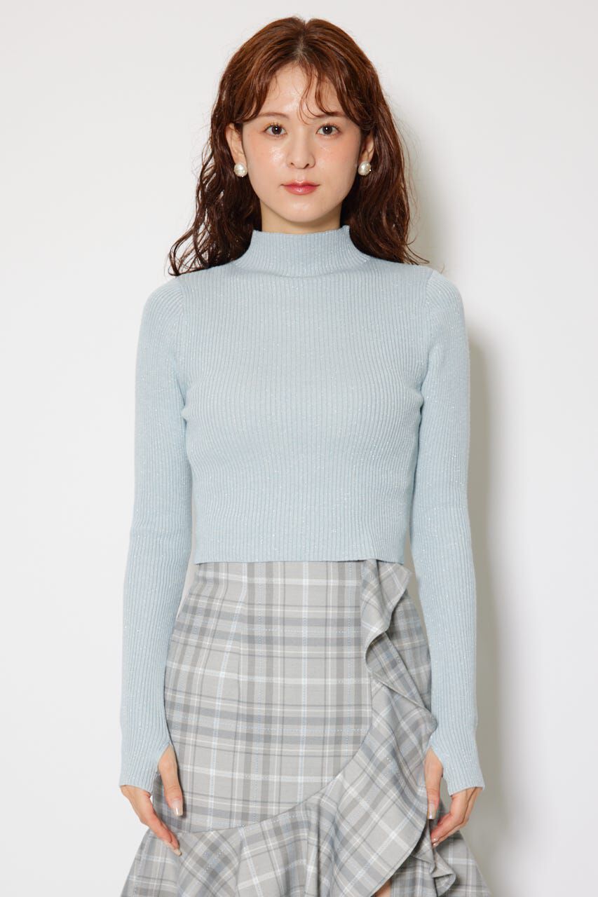 rienda「サムホール付きウォッシャブルハイネックニットトップス」|ニット・セーター|