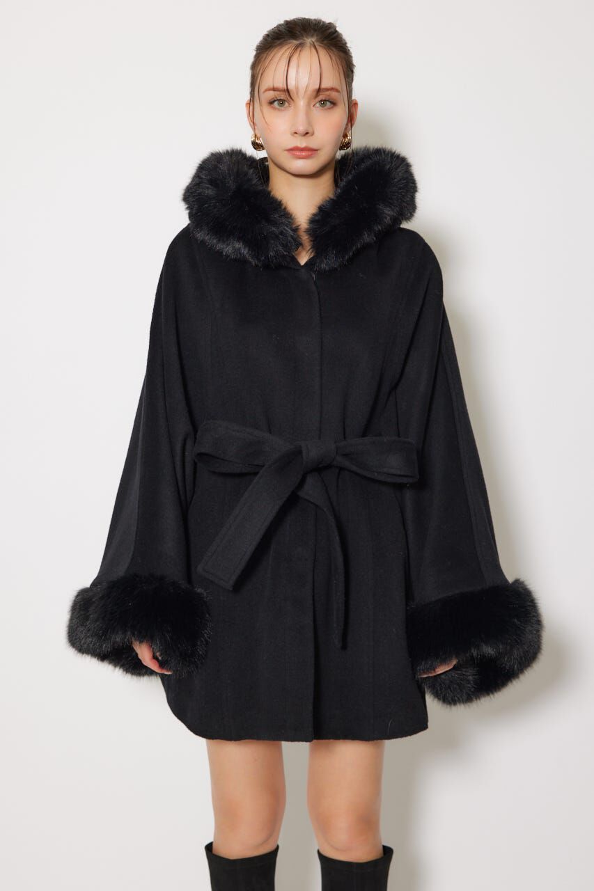 rienda「ウールMIXフードポンチョコート」|その他|