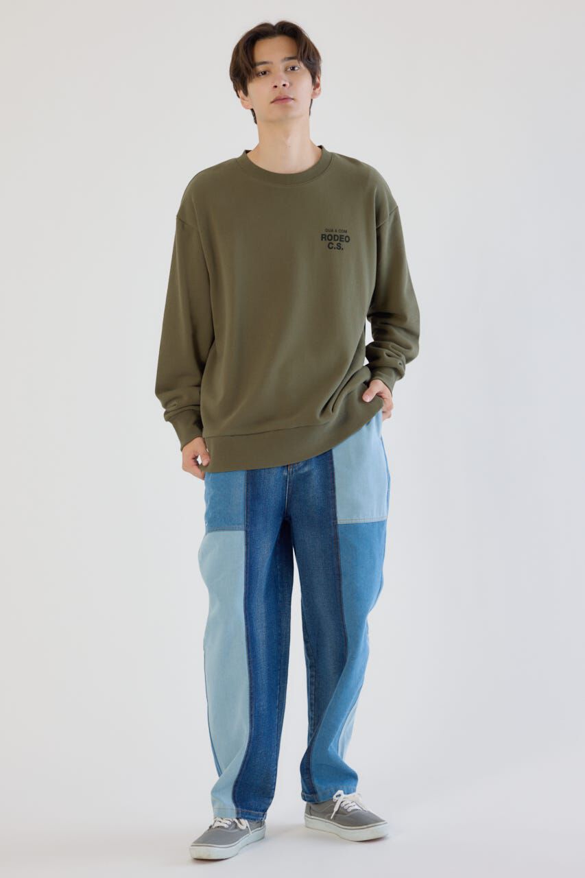 RODEO CROWNS「メンズフェイクレザーパッチスウェット」|パーカー|