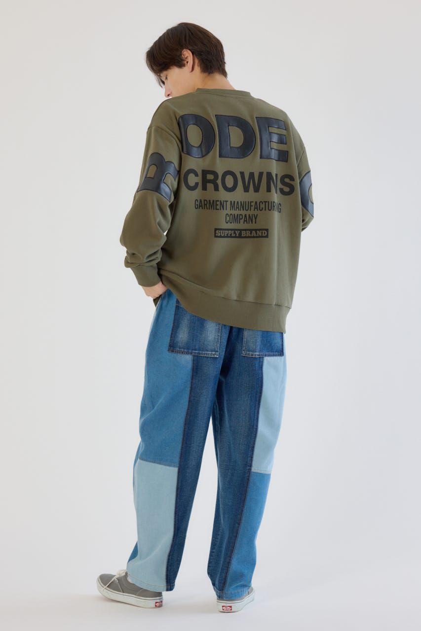 RODEO CROWNS「メンズフェイクレザーパッチスウェット」|パーカー|