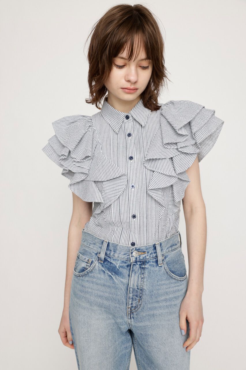 SLY「2WAY SEERSUCKER FRILL ブラウス」|シャツ・ブラウス|