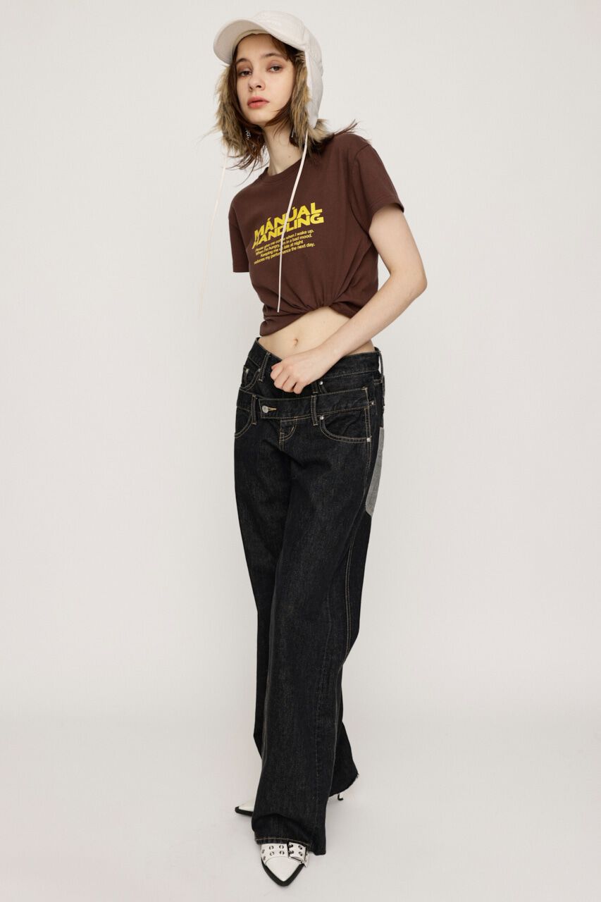 SLY「DOUBLE BELT WIDE FLARE PT-C」|デニム|