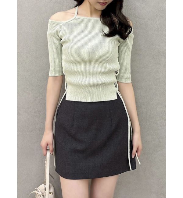 dazzlin「サイドクロスオープンボレロニット」|ニット・セーター|グリーン