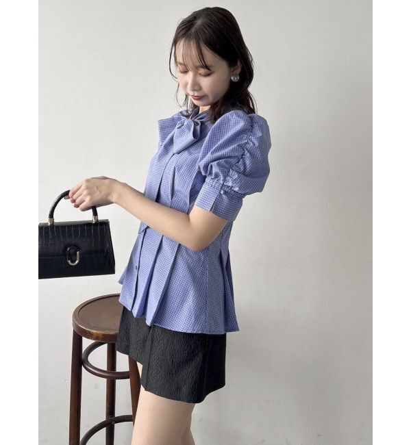 dazzlin「ペプラムタックボウタイブラウス」|シャツ・ブラウス|