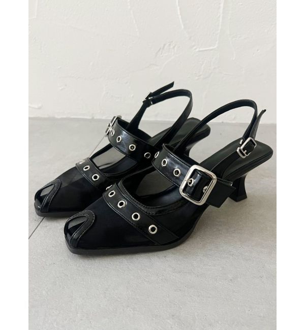 dazzlin「ハトメオープントウパンプス」|パンプス|ブラック