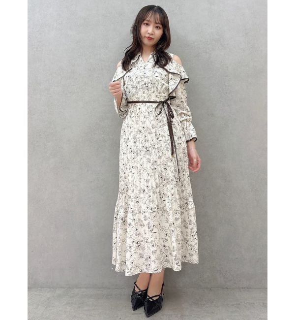 dazzlin「オープンショルダーフラワープリーツワンピース」|ワンピース|