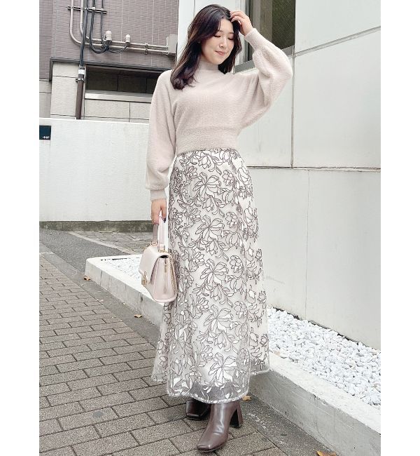 MERCURYDUO「メロンチュールエンブロイダリースカート」|スカート|