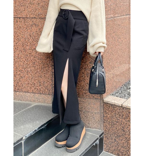 MURUA「ディープスリットペンシルスカート」|スカート|ブラック