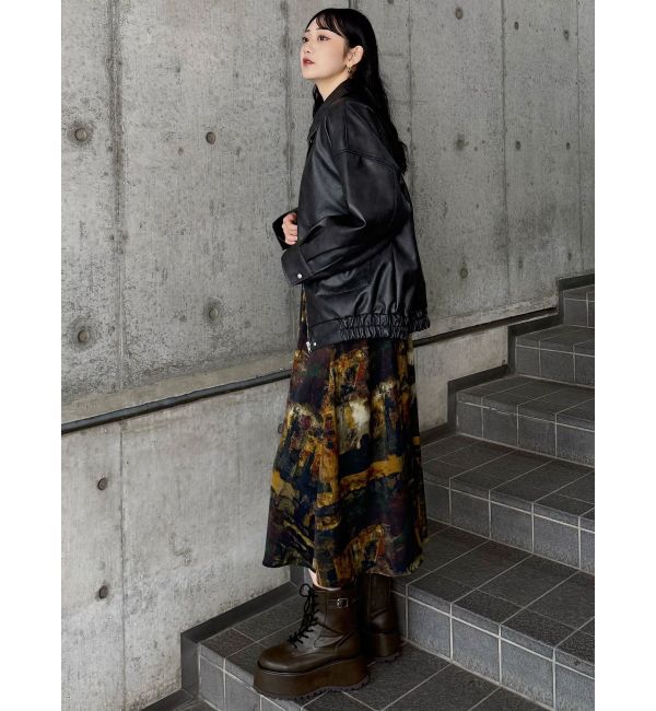 MURUA「ヴィンテージフェイクレザーブルゾン」|ブルゾン・スタジャン|