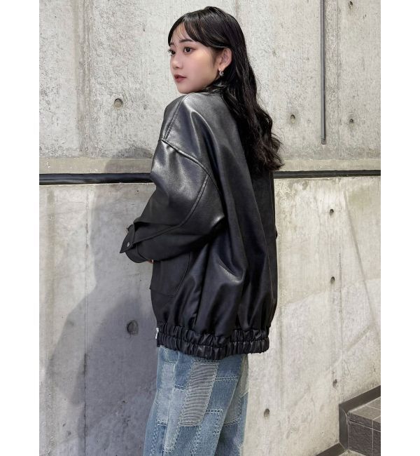 MURUA「ヴィンテージフェイクレザーブルゾン」|ブルゾン・スタジャン|