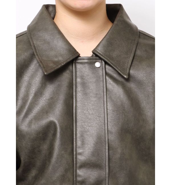 MURUA「ヴィンテージフェイクレザーブルゾン」|ブルゾン・スタジャン|