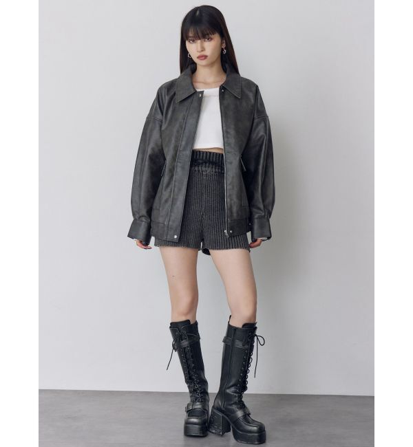 MURUA「ヴィンテージフェイクレザーブルゾン」|ブルゾン・スタジャン|